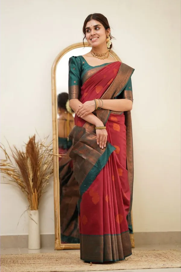 MAROON_PURE_BANARASI_SAREE